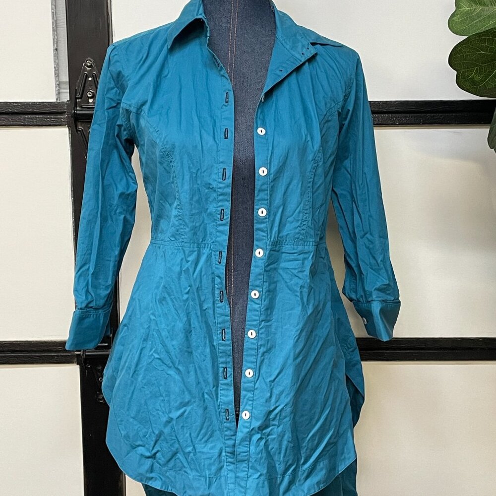 Angi Anno Button Shirt Blue Size 0 Made In Italy